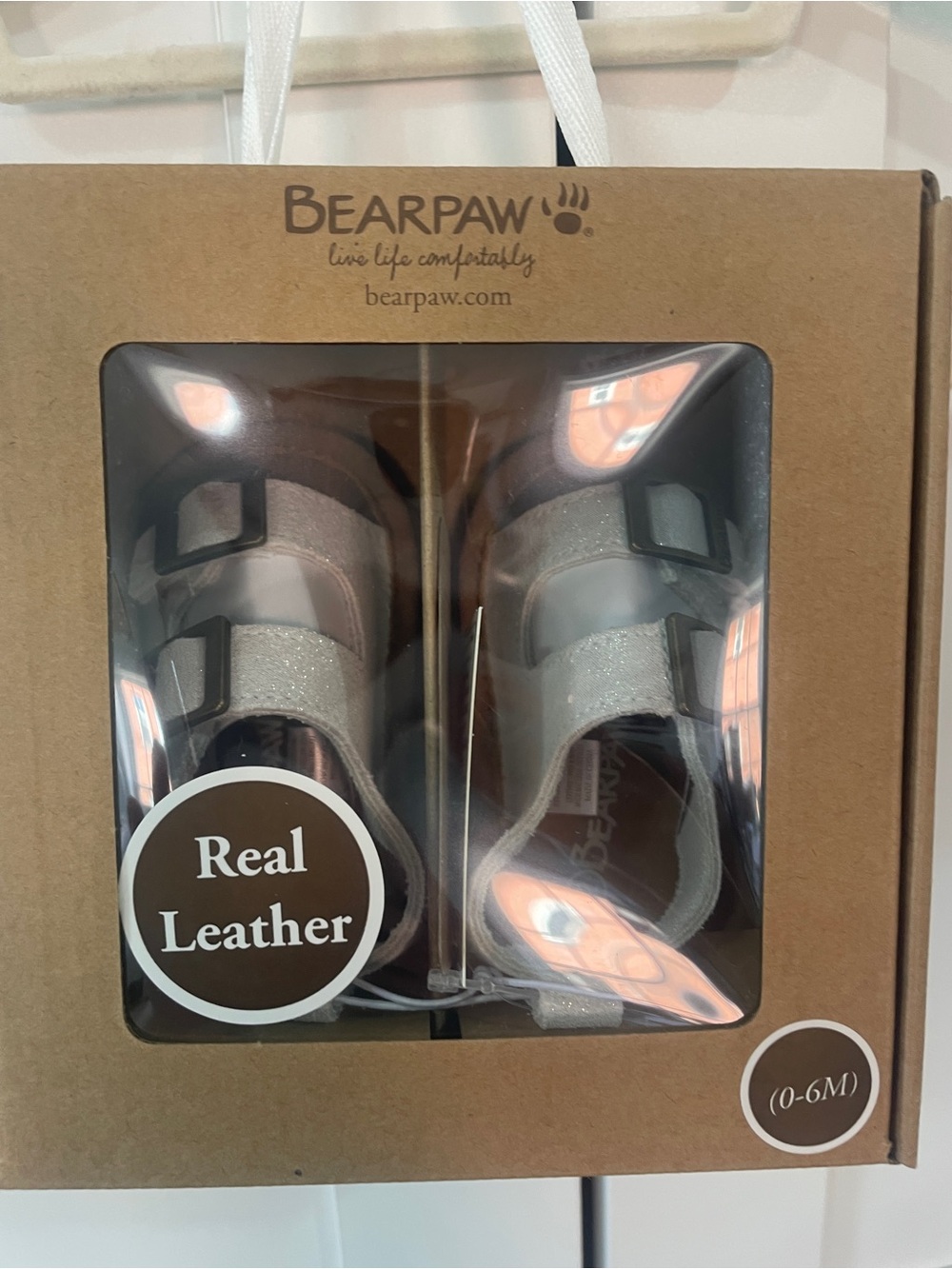 NWT Baby BearPaw Baby Walker Sandals in Light Gray and Silver 0-6 months